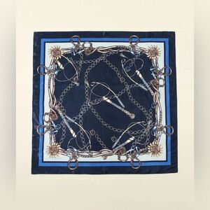 Elegant Blue and Gold Scarf G32